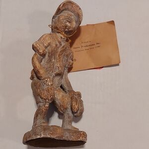 Baseball Player Sculpture - Brown and Tan